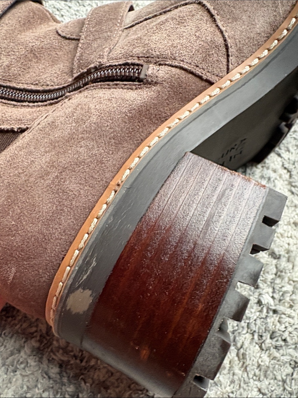 Naturalizer Brown Suede Mid-Calf Buckle Heeled Boots - Picture 6 of 7